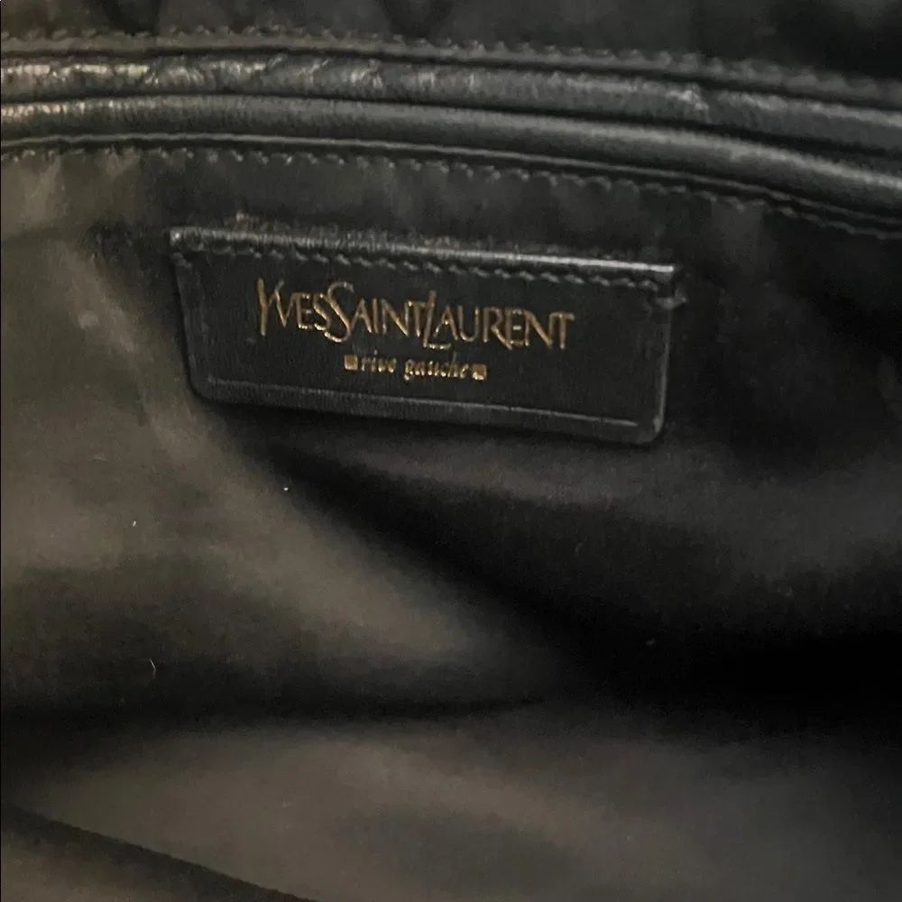 Yves Saint Laurent Rive Gauche Black Patent Leather Croc Embossed Raspail Tote - Picture 7 of 8